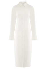 Dorian Fitted Shirt Midi Dress - White