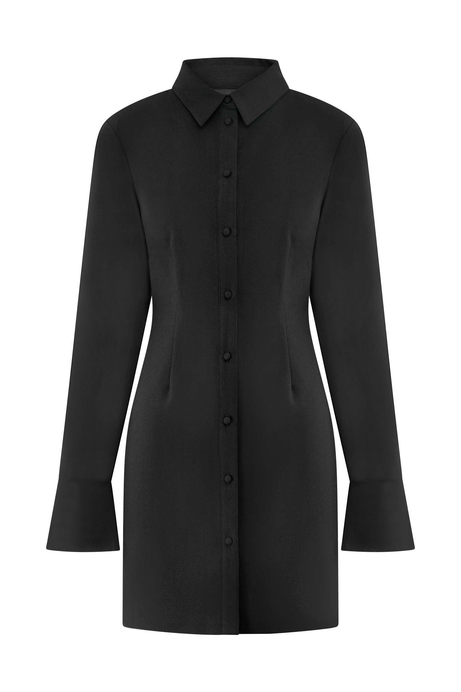 Dorian Fitted Shirt Mini Dress - Black