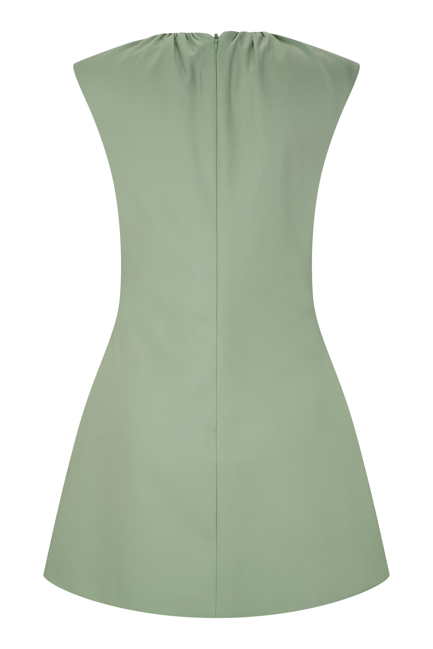 Ariana Pleated Neck Mini Dress - Sage