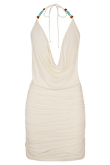 Astraeus Beaded Cowl Mini Dress - Ivory