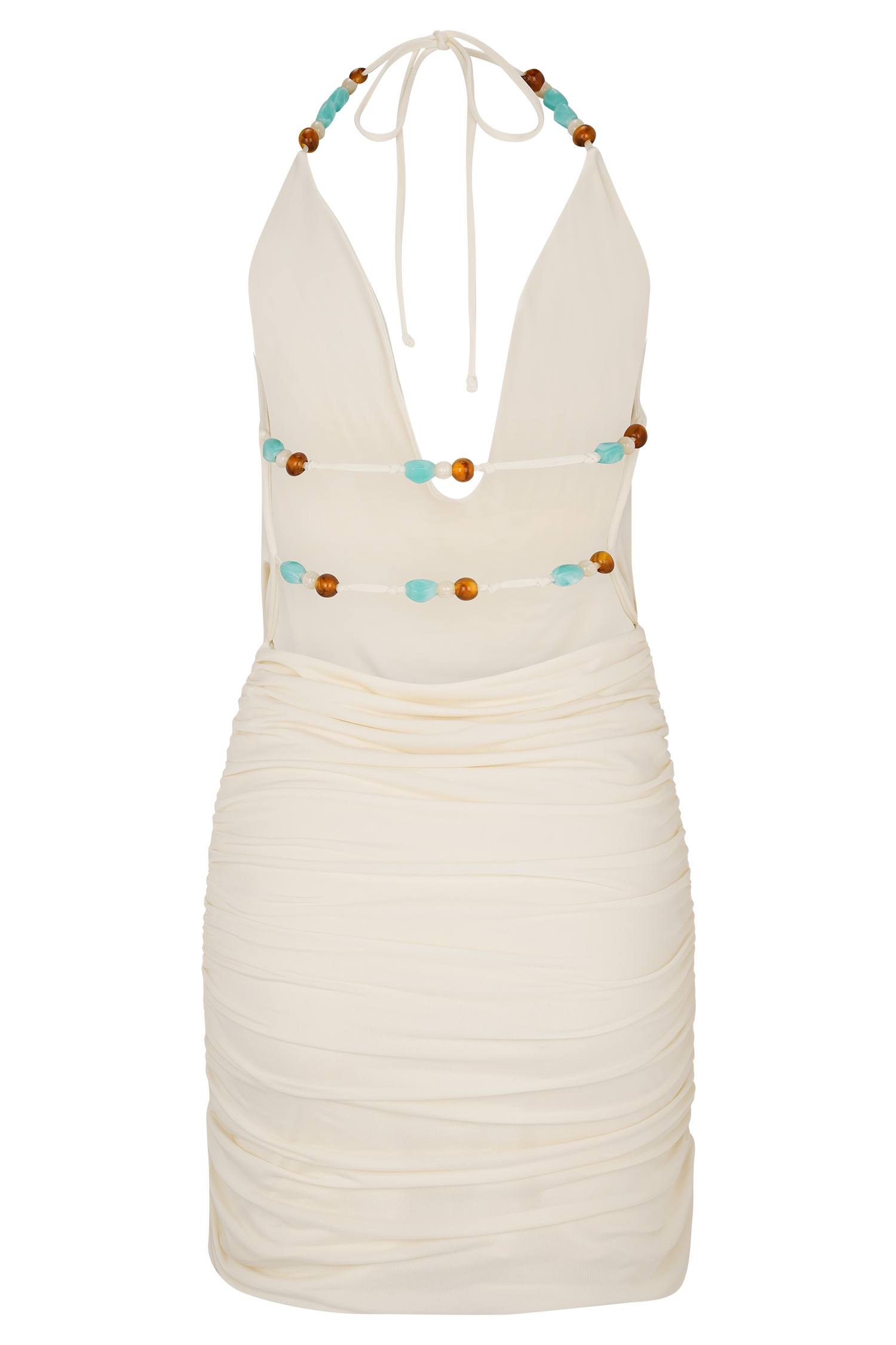 Astraeus Beaded Cowl Mini Dress - Ivory