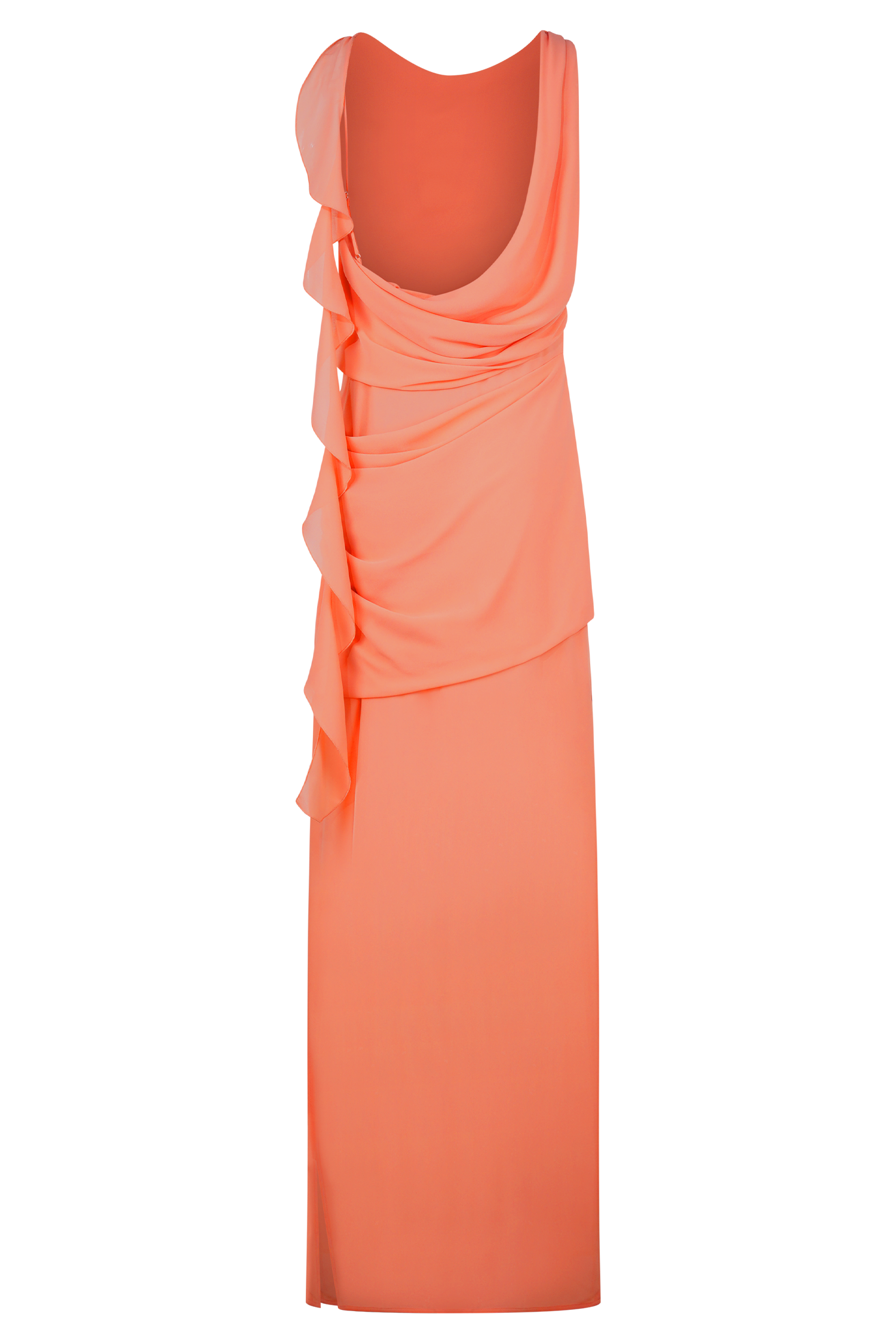 Daria Draped Chiffon Maxi Dress - Pastel Nectarine