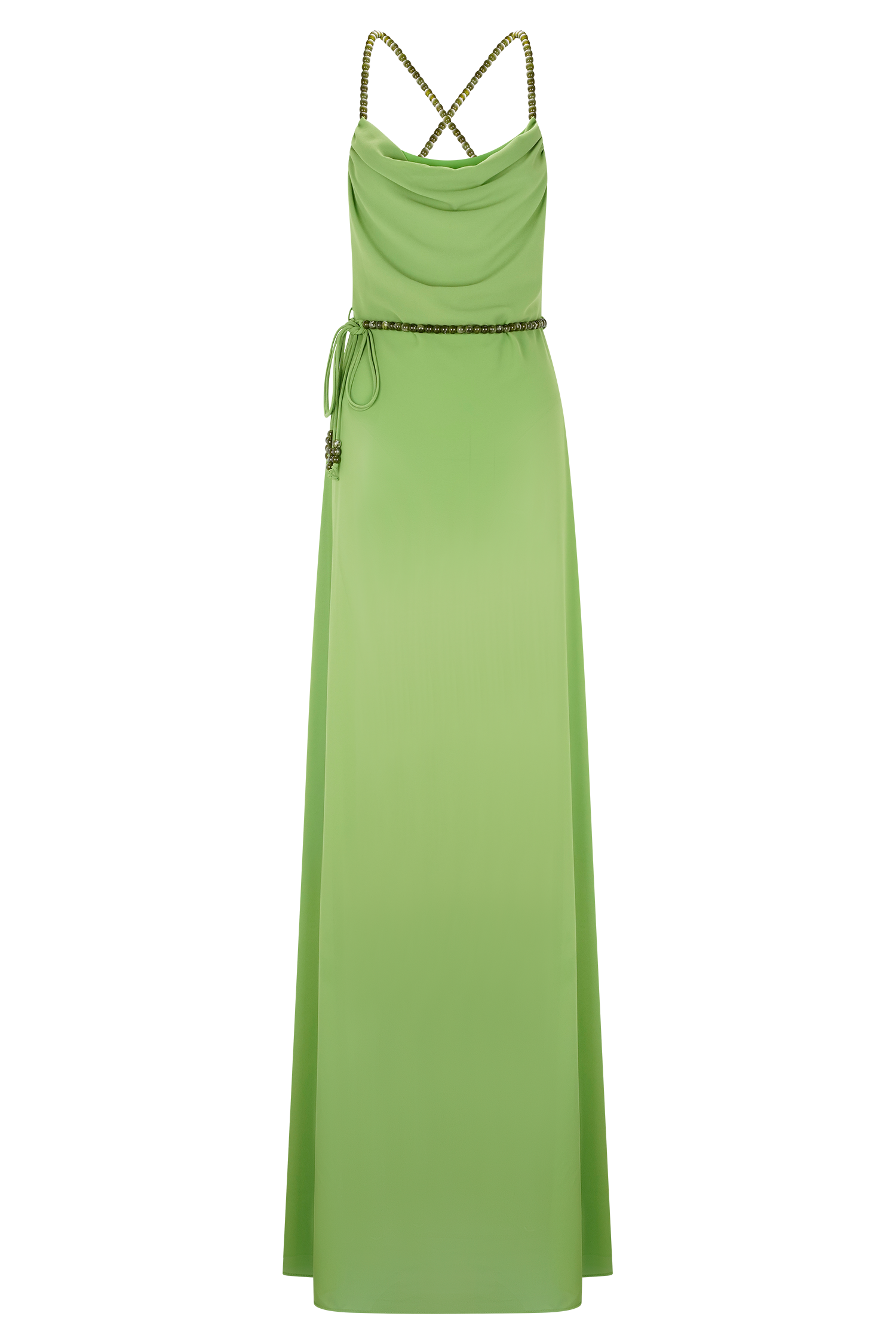 Elaine Chiffon Beaded Maxi Dress - Green