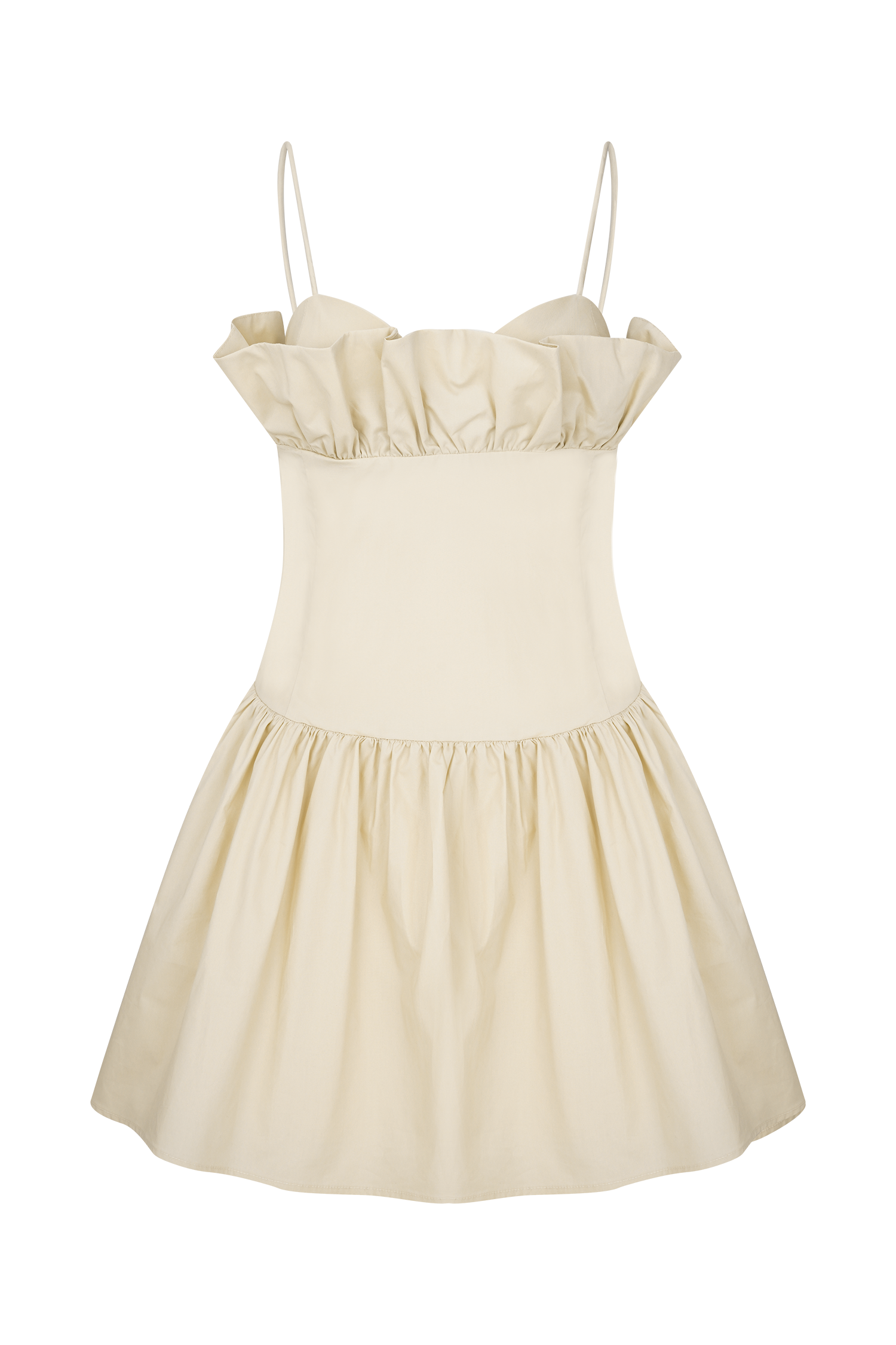 Janis Cotton Frill Mini Dress - Nude