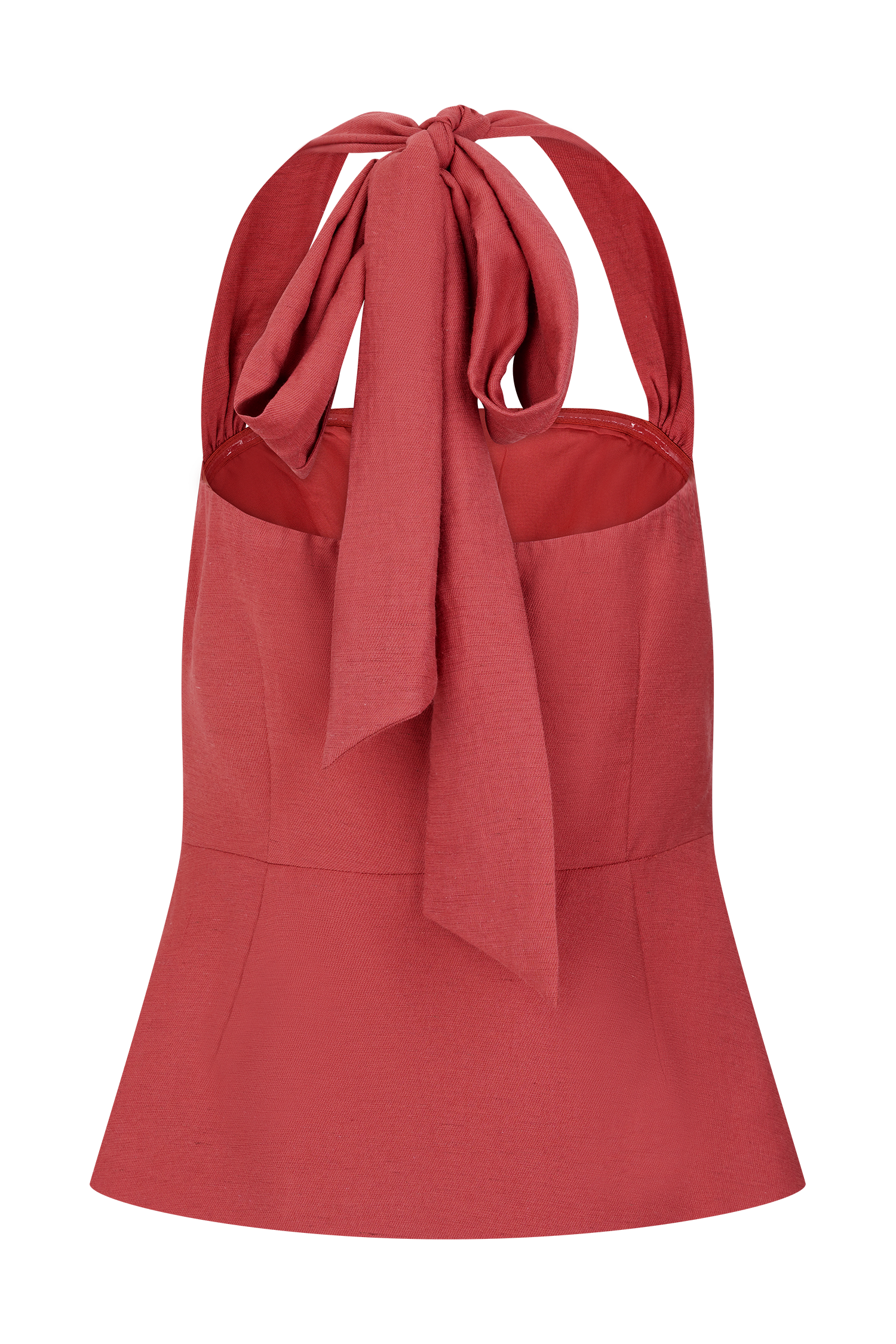 Kallie Linen Peplum Halter Top - Burnt Rose