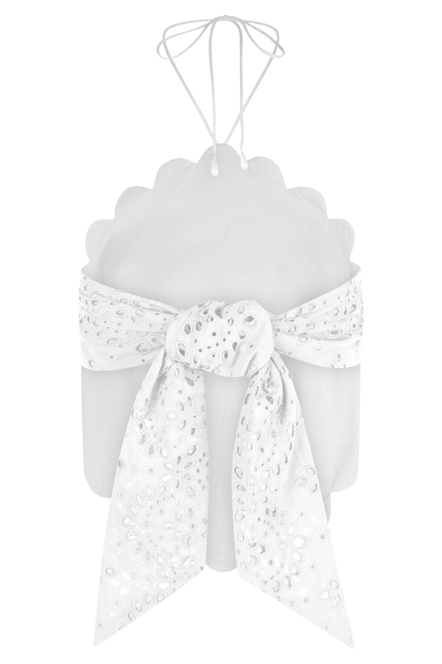 Kensley Broderie Halter Top - White