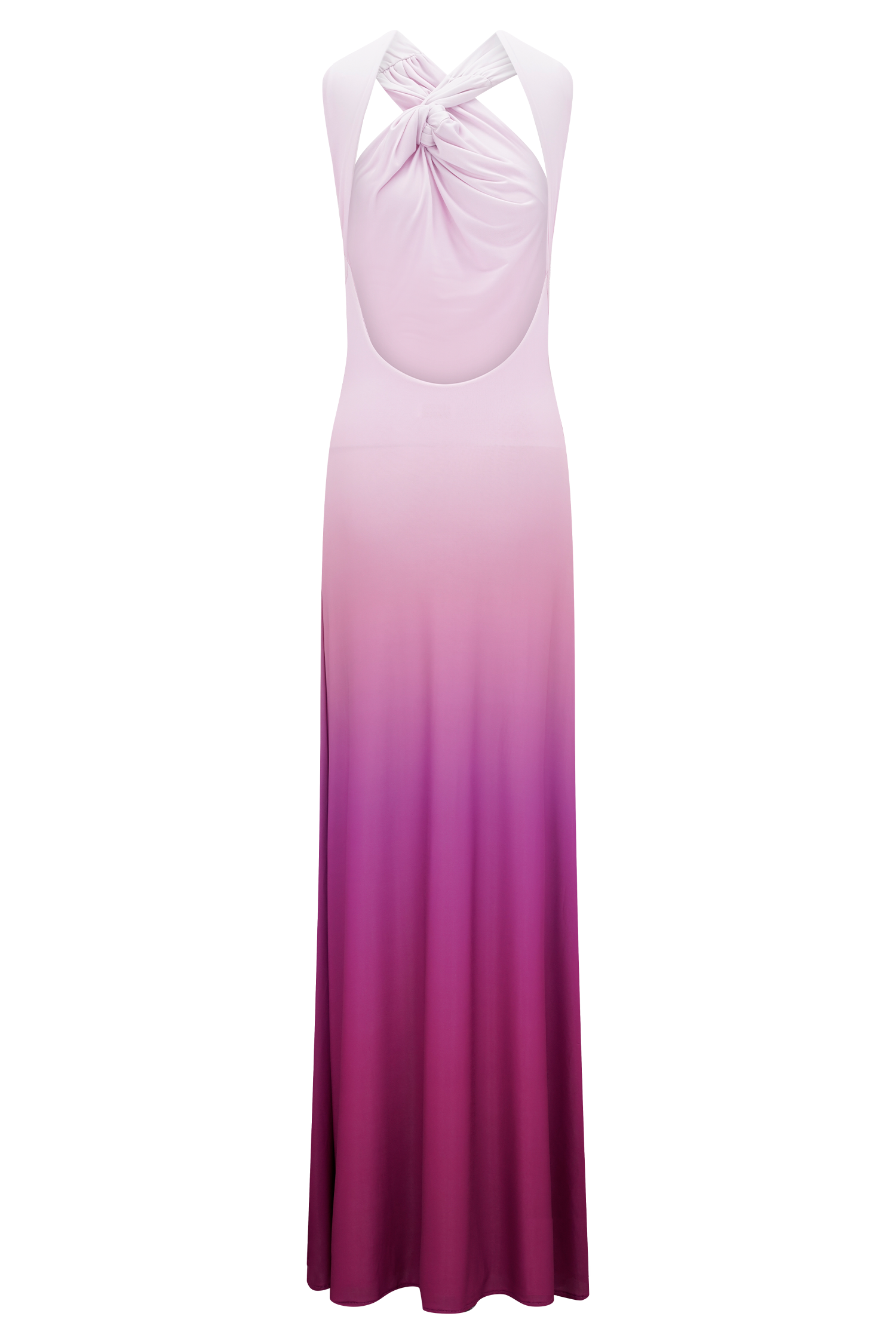 Marlee Asymmetrical Slinky Maxi Dress - Ombre Pink