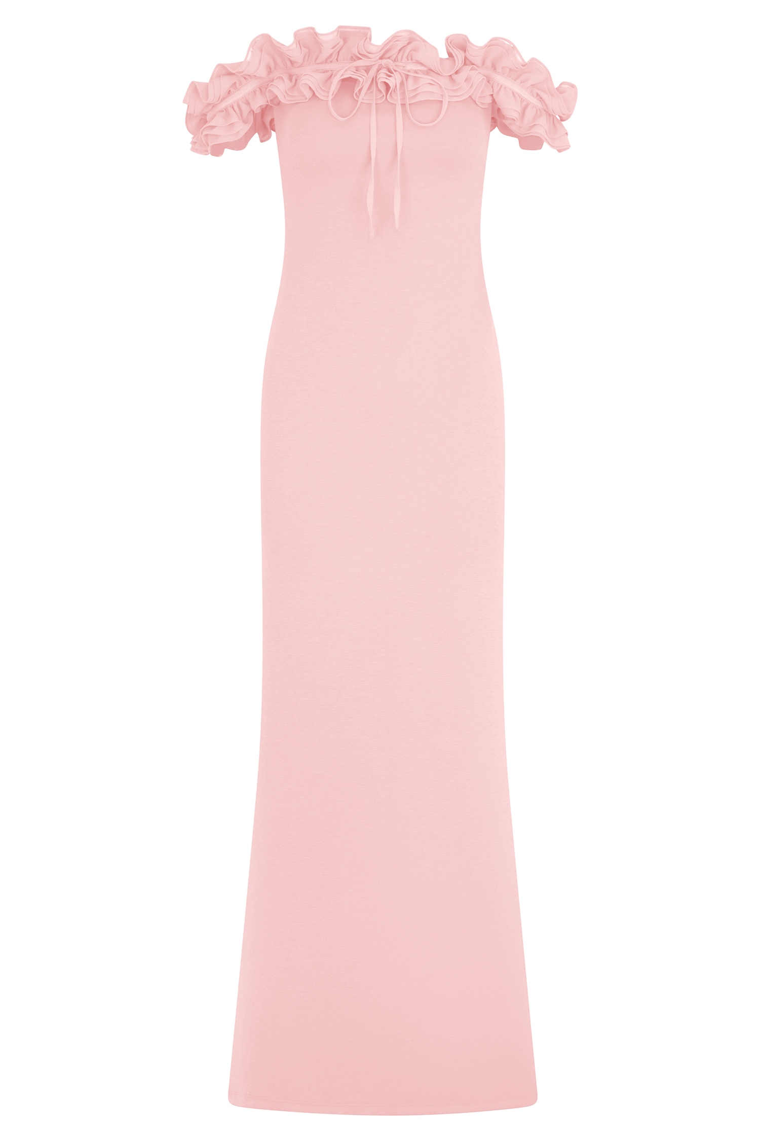 Nova Ruffle Off Shoulder Maxi Dress - Ballet Pink