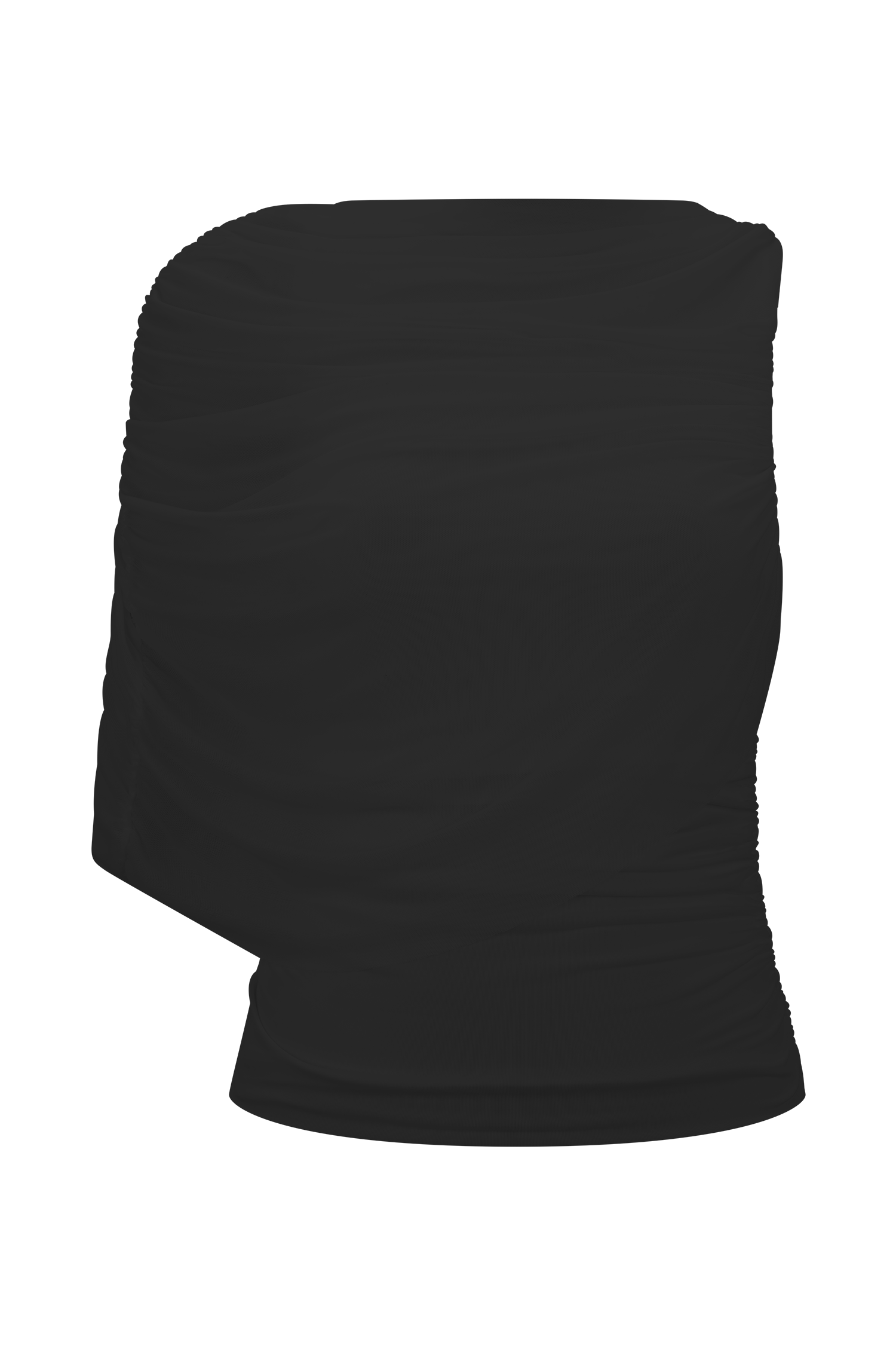 Pruedance Slinky Draped Top With Mesh Overlay - Black