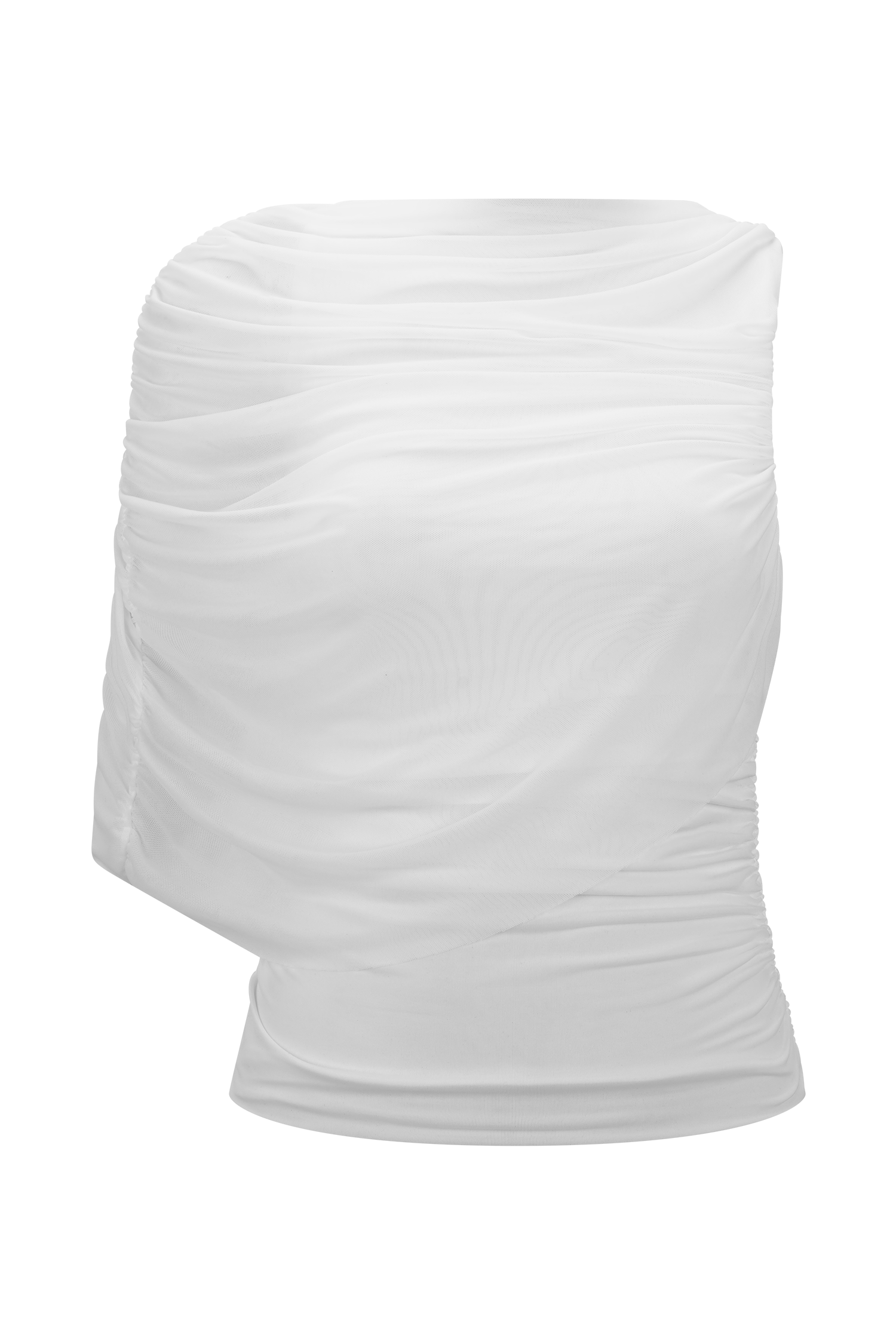 Pruedance Slinky Draped Top With Mesh Overlay - White