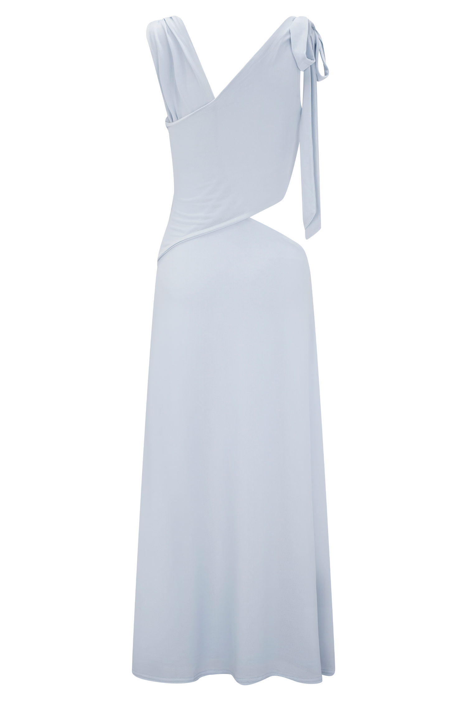 Raleigh Asymmetrical Slinky Midi Dress - Pale Blue