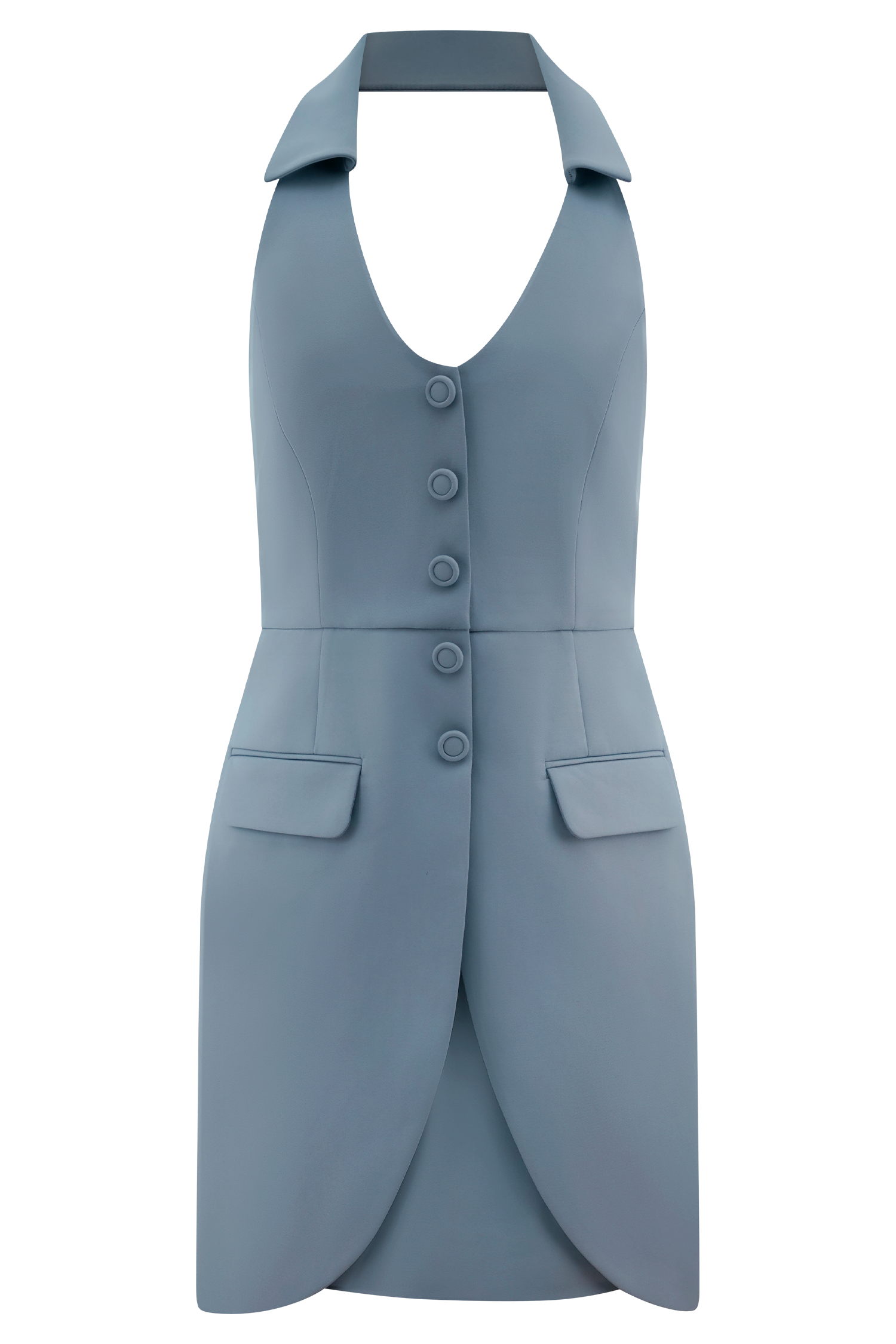 Ruth Cotton Halter Mini Dress - Ocean Blue