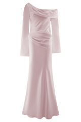 Iris Long Sleeve Satin Maxi Dress - Soft Pink