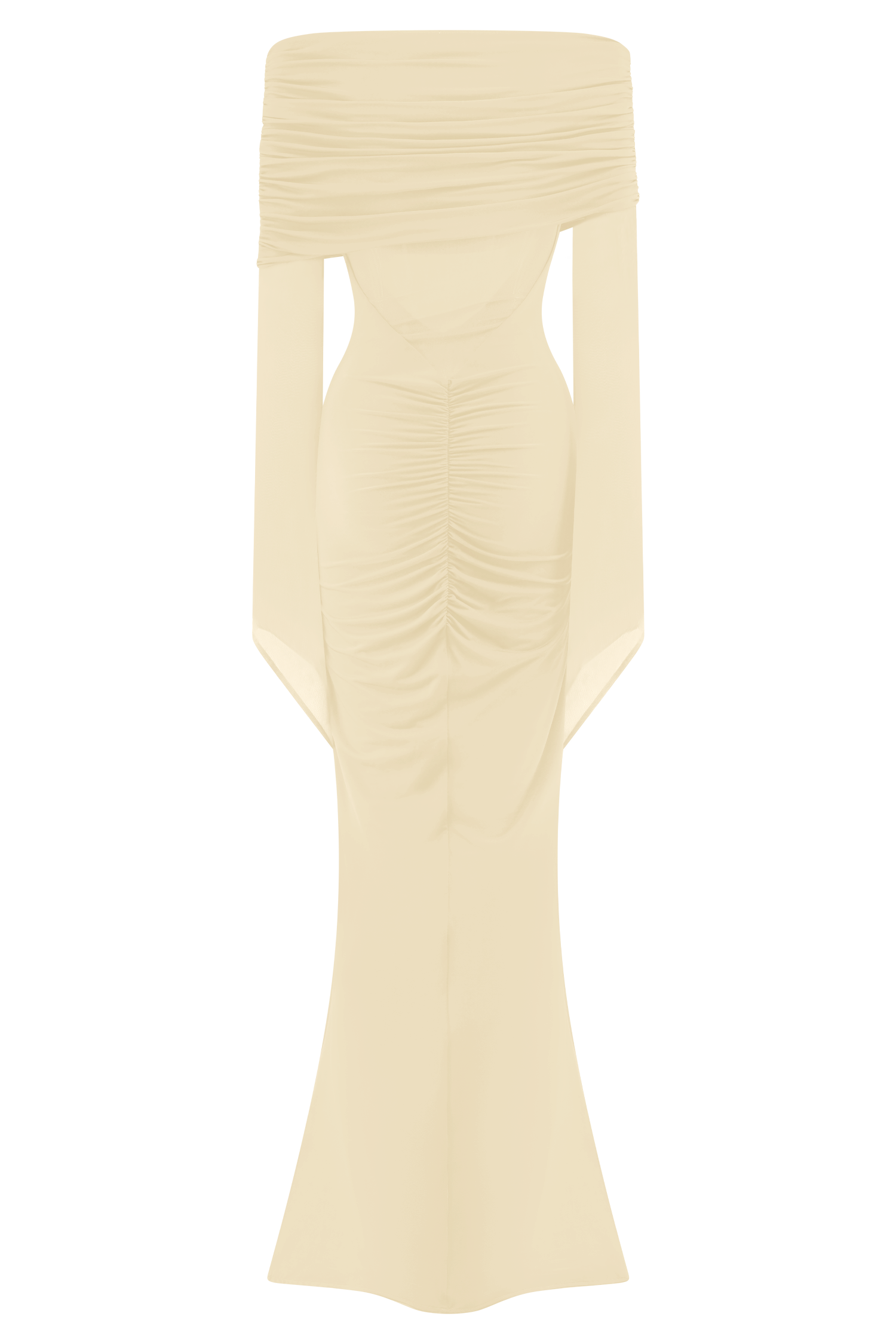 Kaitlin One Shoulder Slinky And Mesh Maxi Dress - Ivory