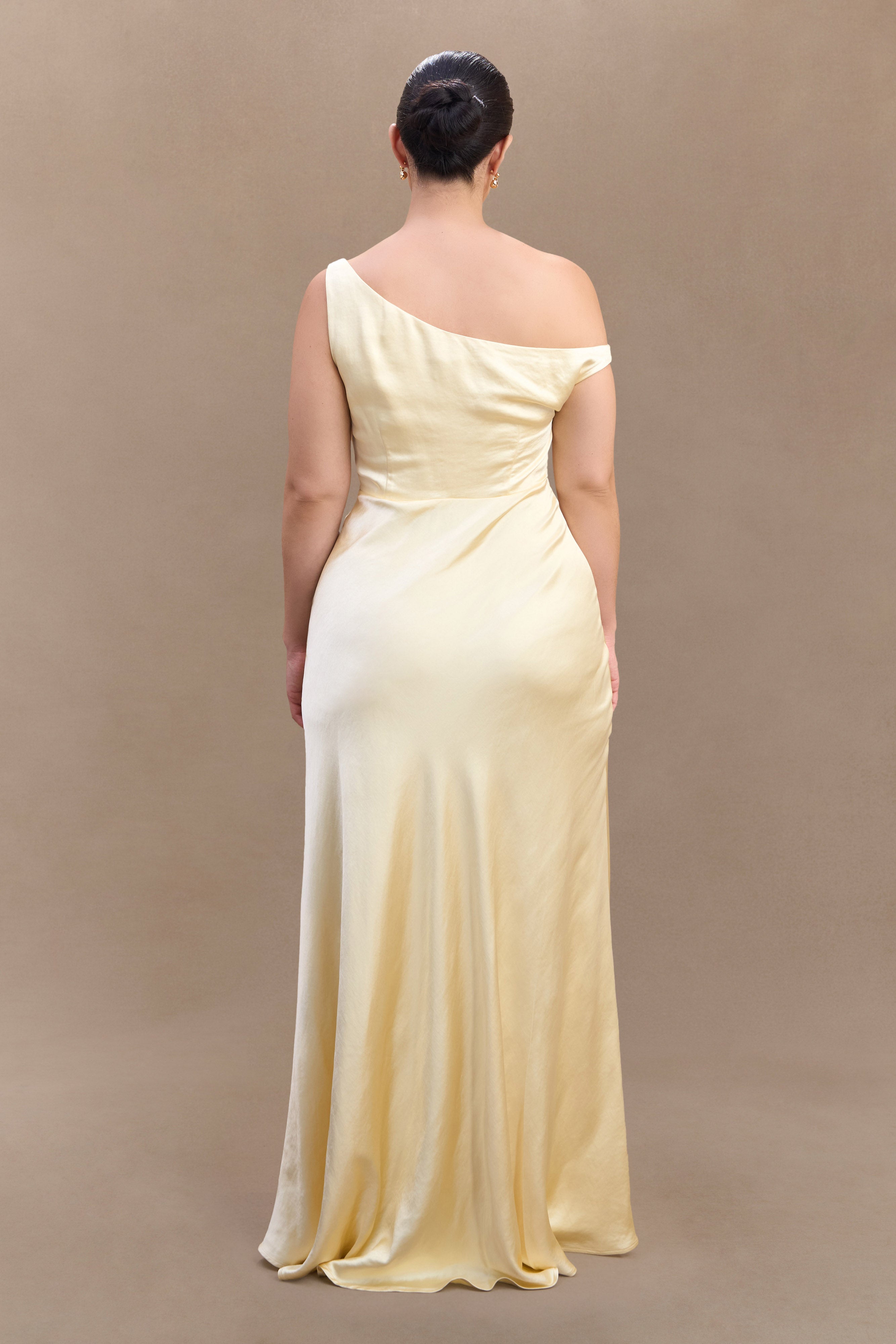 Jacinta One Shoulder Maxi Dress - Pastel Lemon