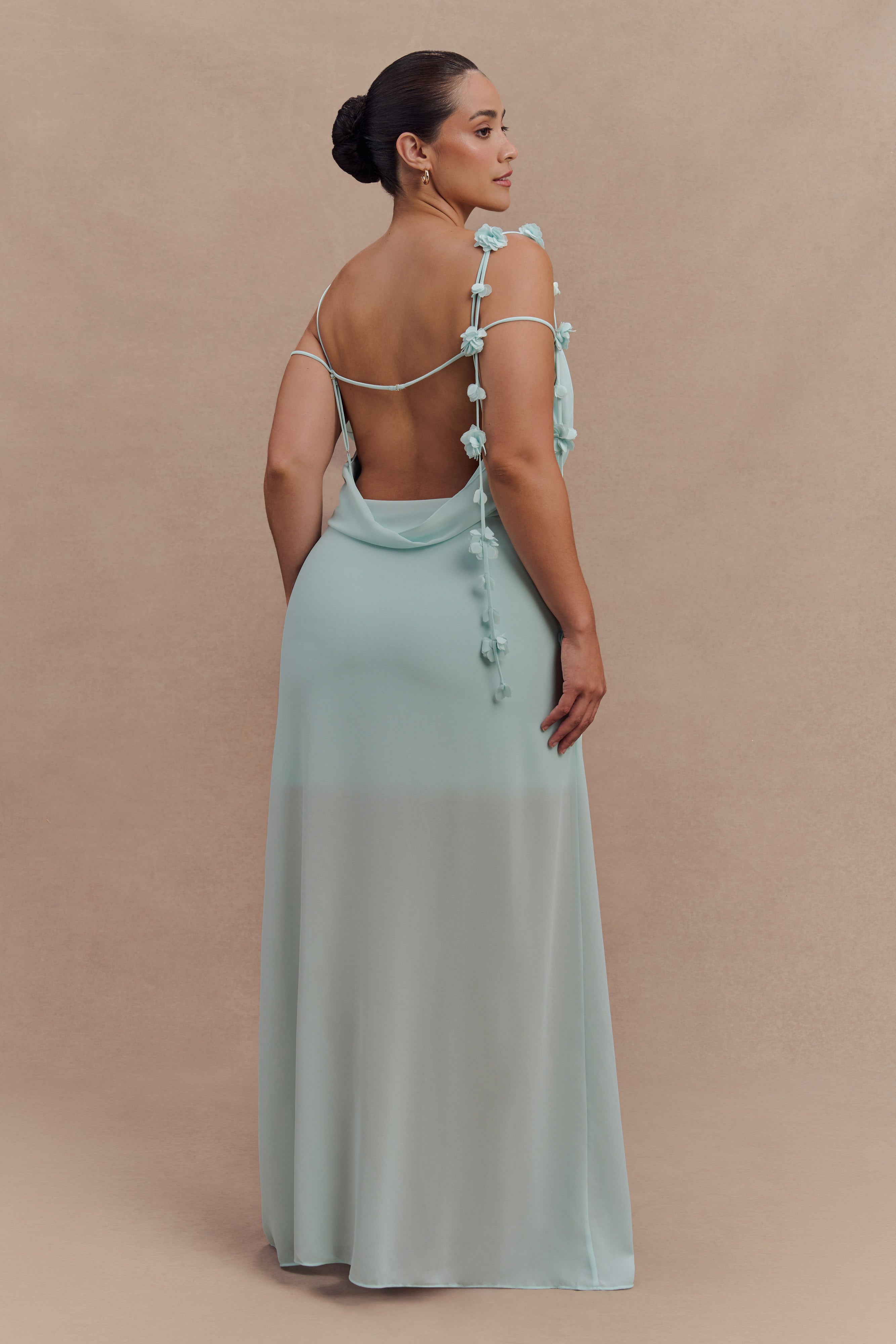 Rosalie Floral Chiffon Maxi Dress - Lagoon